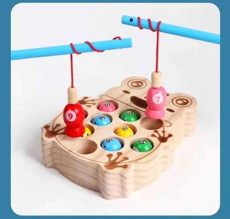 JUEGO DE PESCA MAGNE TICO DE MADERA PARA NIÑOS - 5