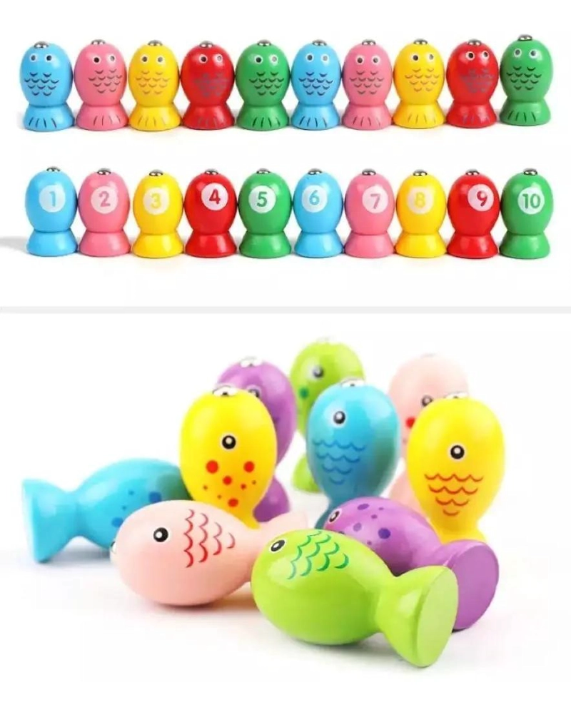 JUEGO DE PESCA MAGNE TICO DE MADERA PARA NIÑOS - 6