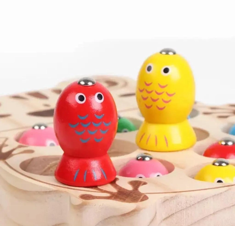 JUEGO DE PESCA MAGNE TICO DE MADERA PARA NIÑOS - 7