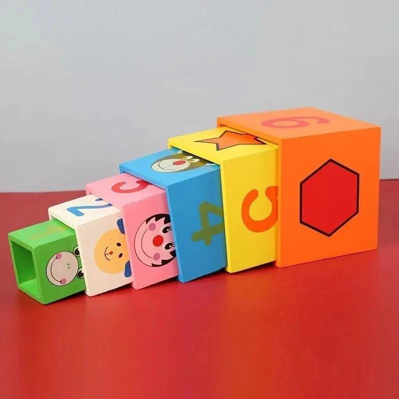 JUEGO DIDACTICO DE MADERA TORRE CUBOS ENCAJE PARA NIÑOS - 6