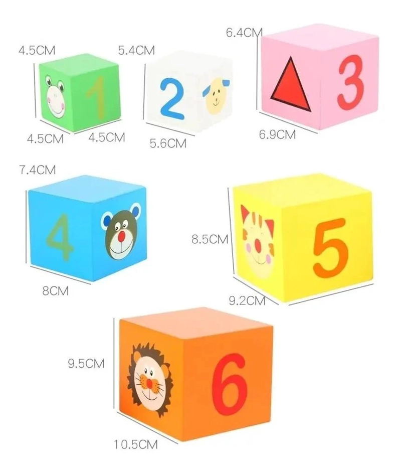 JUEGO DIDACTICO DE MADERA TORRE CUBOS ENCAJE PARA NIÑOS - 7