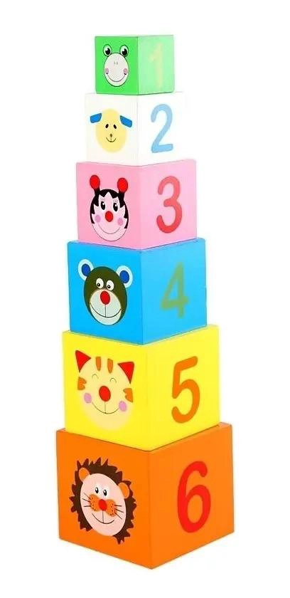 JUEGO DIDACTICO DE MADERA TORRE CUBOS ENCAJE PARA NIÑOS - 8