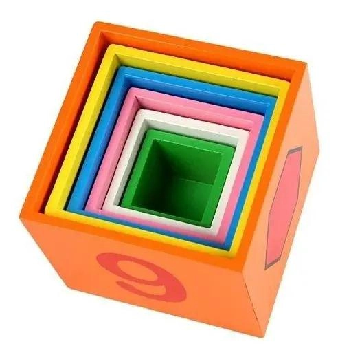 JUEGO DIDACTICO DE MADERA TORRE CUBOS ENCAJE PARA NIÑOS - 9