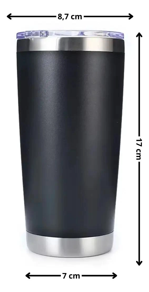 TERMO DE ACERO INOXIDABLE NEGRO 591 ML IDEAL PARA BEBIDAS - 2