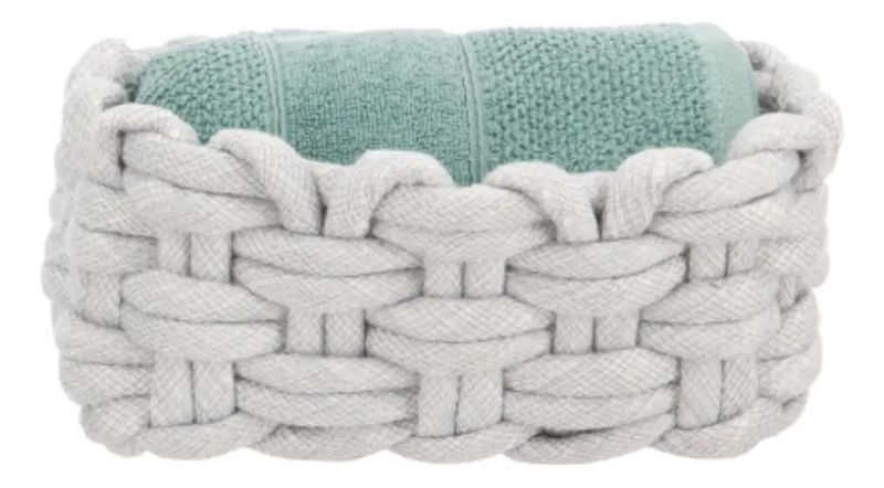 CANASTO ORGANIZADOR RECTANGULAR DE ALGODON PARA BAÑO Y CLOSET - 1