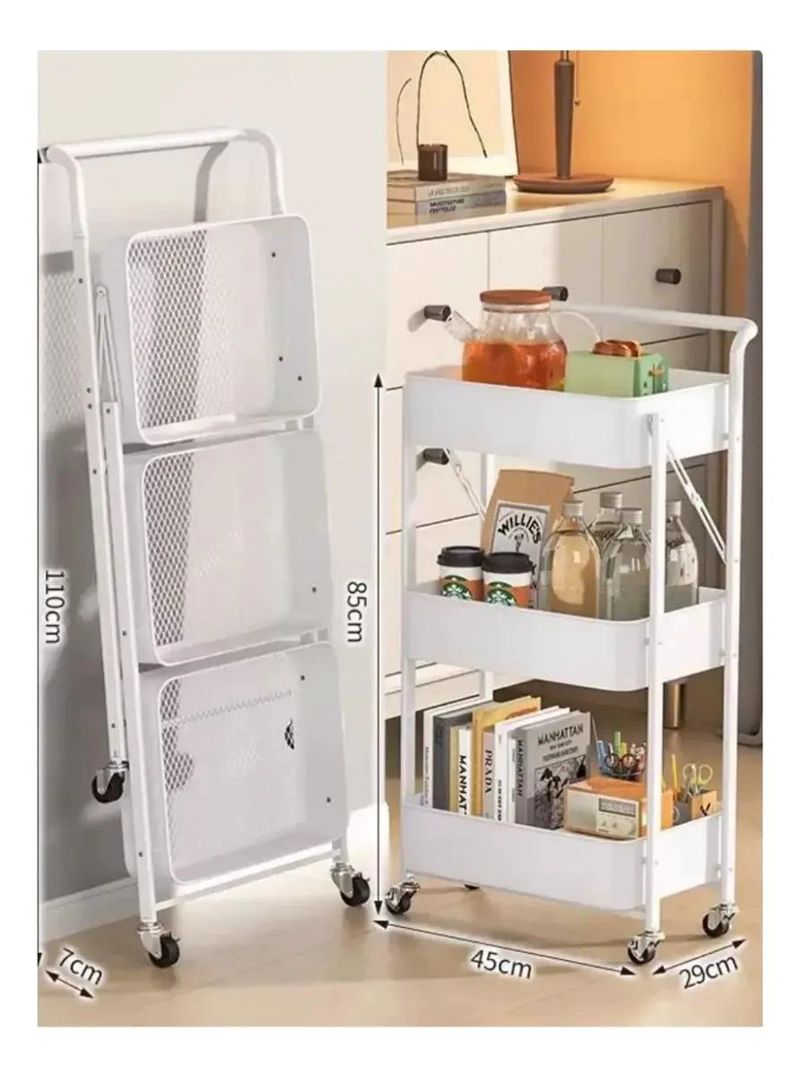 CARRITO ORGANIZADOR METALICO DE 3 NIVELES CON RUEDAS BLOQUEABLES - 4