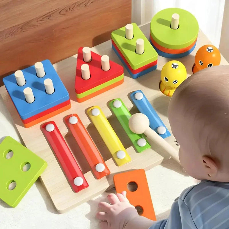 JUGUETE EDUCATIVO DE MADERA PARA CLASIFICAR Y APILAR - 7