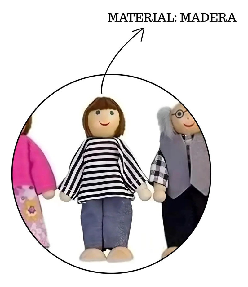 SET MINI FAMILIA DE MADERA PARA JUGAR Y APRENDER - 2