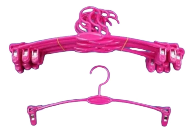 PACK DE 30 COLGADORES DE PLASTICO ROSA PARA ROPA - 1