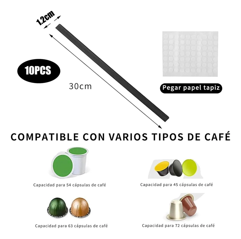 ORGANIZADOR DE CAPSULAS DE CAFE  PARA PARED CON 10 RANURAS - 2