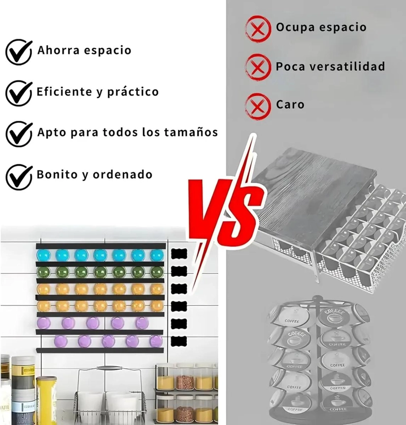 ORGANIZADOR DE CAPSULAS DE CAFE  PARA PARED CON 10 RANURAS - 3