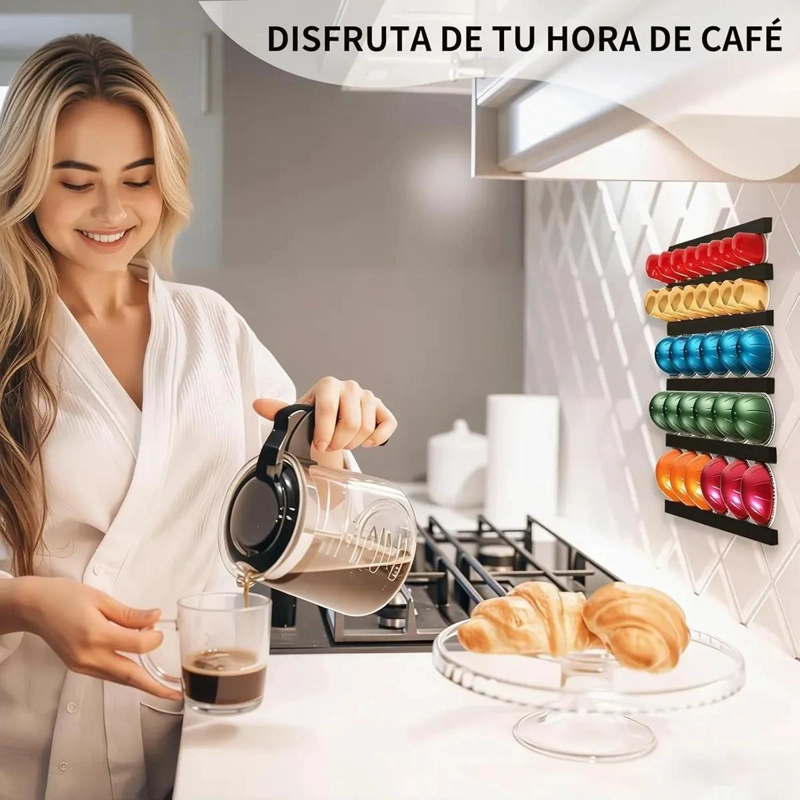 ORGANIZADOR DE CAPSULAS DE CAFE  PARA PARED CON 10 RANURAS - 5