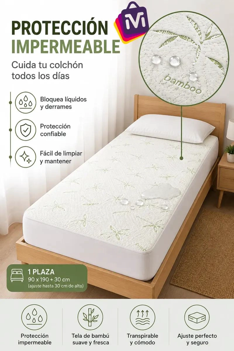 PROTECTOR DE COLCHON IMPERMEABLE Y SUAVE PARA HOGAR - 2