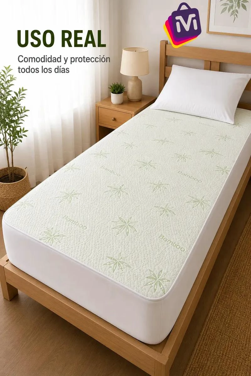 PROTECTOR DE COLCHON IMPERMEABLE Y SUAVE PARA HOGAR - 5