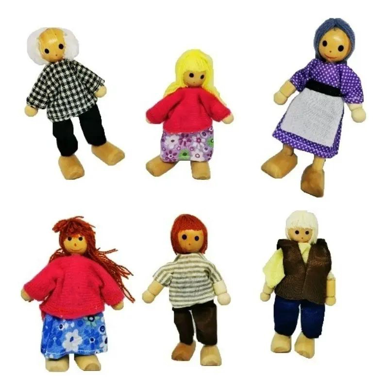 FAMILIA DE MUÑECOS DE MADERA PARA CASA DE MUÑECA - 2