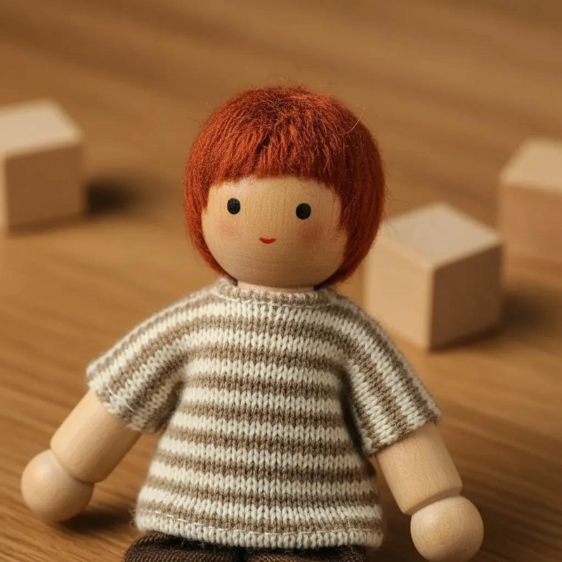 FAMILIA DE MUÑECOS DE MADERA PARA CASA DE MUÑECA - 5
