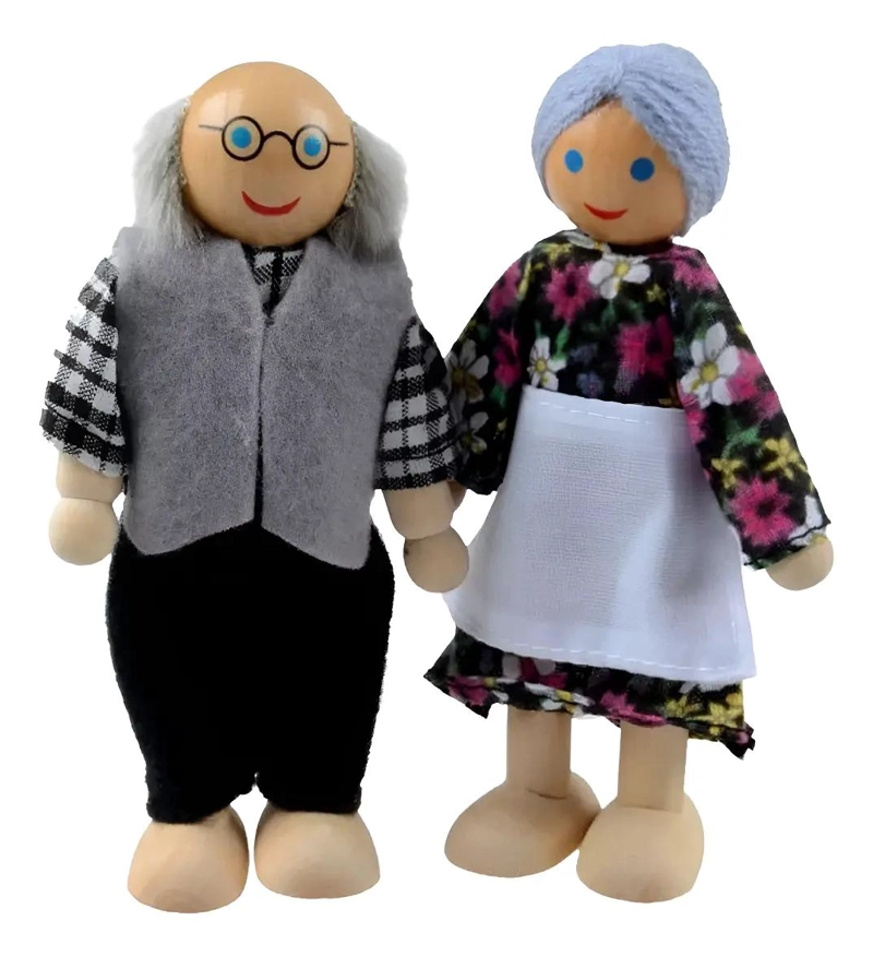 MUÑECOS DE MADERA PARA CASA DE MUÑECAS CON FAMILIA COMPLETA - 4