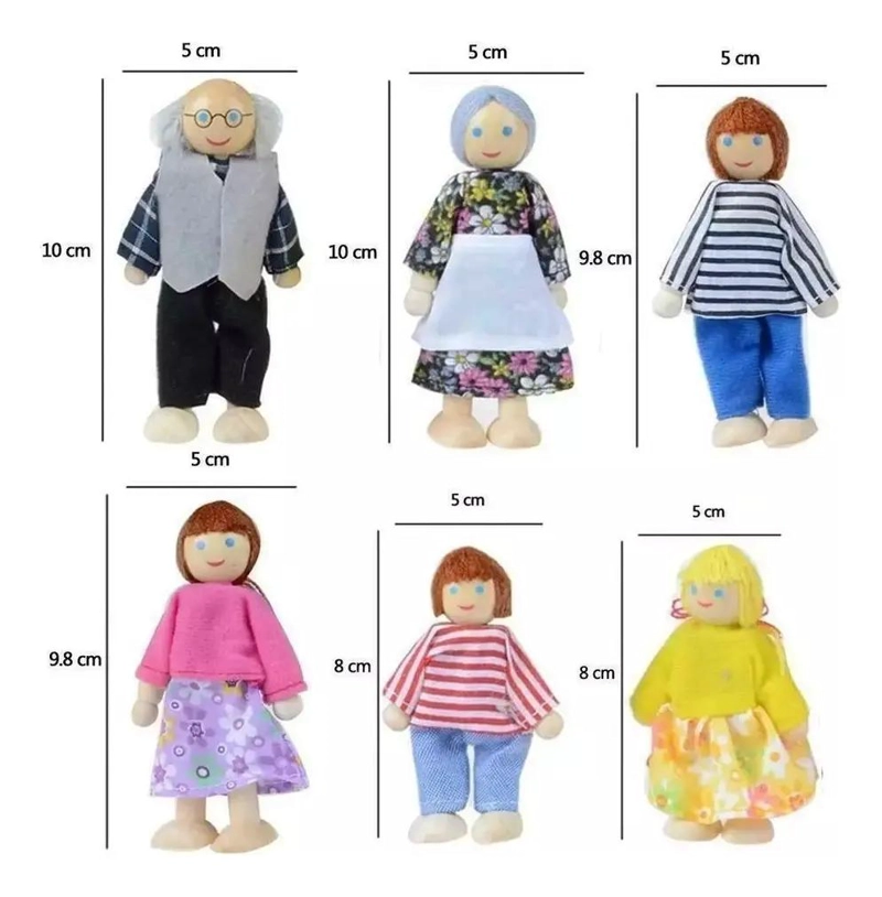 MUÑECOS DE MADERA PARA CASA DE MUÑECAS CON FAMILIA COMPLETA - 9