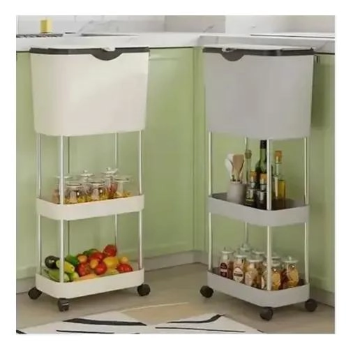 CONTENEDOR ORGANIZADOR 3 NIVELES CON RUEDAS COLOR CREMA - 3