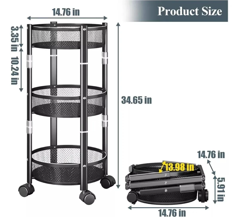 ESTANTE PLEGABLE DE COCINA CON RUEDAS PARA ORGANIZAR - 3