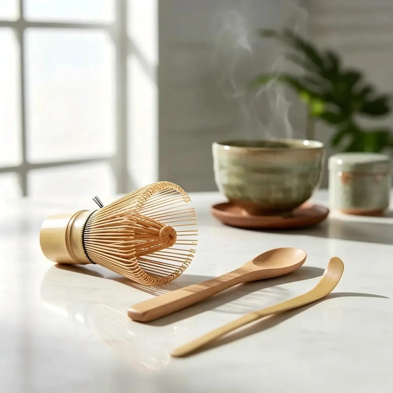 SET DE 3 UTENSILIOS DE BAMBU PARA PREPARACION DE TE  MATCHA - 1