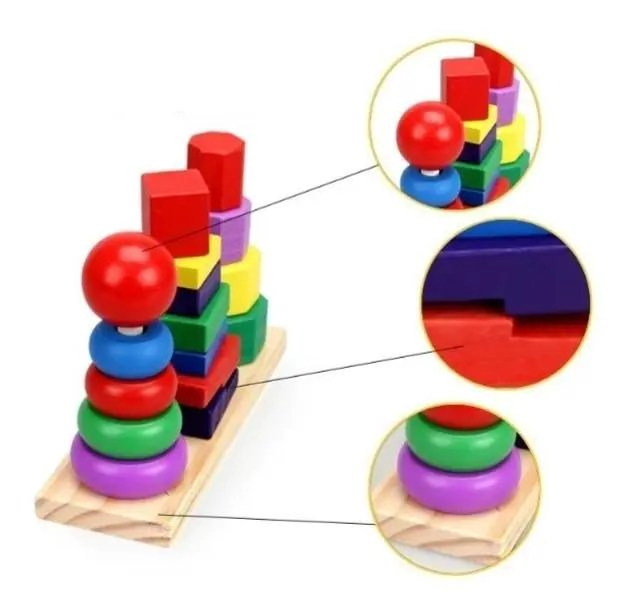 TORRE DE MADERA GEOME TRICA PARA APRENDER FORMAS Y COLORES - 2