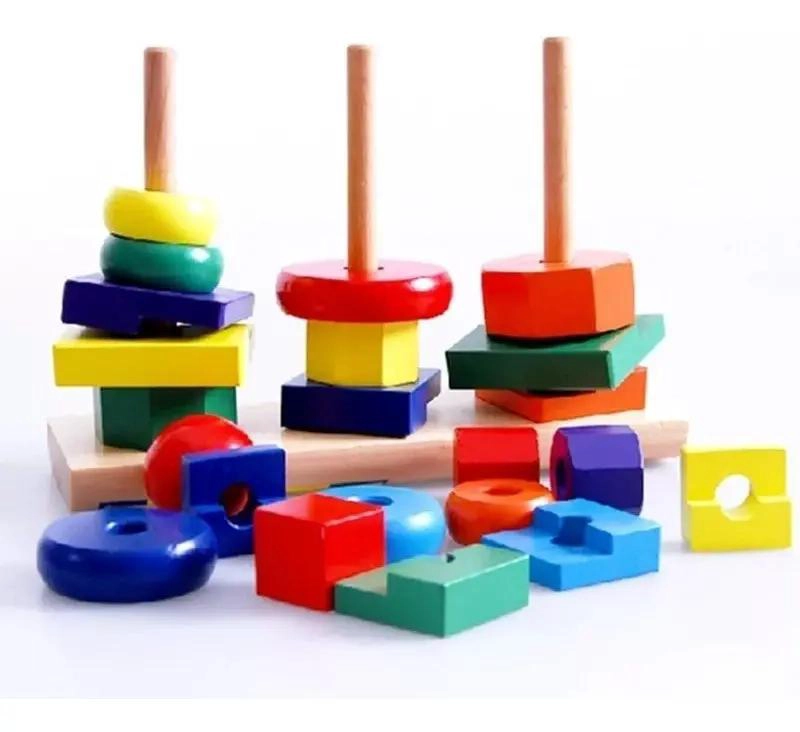 TORRE DE MADERA GEOME TRICA PARA APRENDER FORMAS Y COLORES - 4