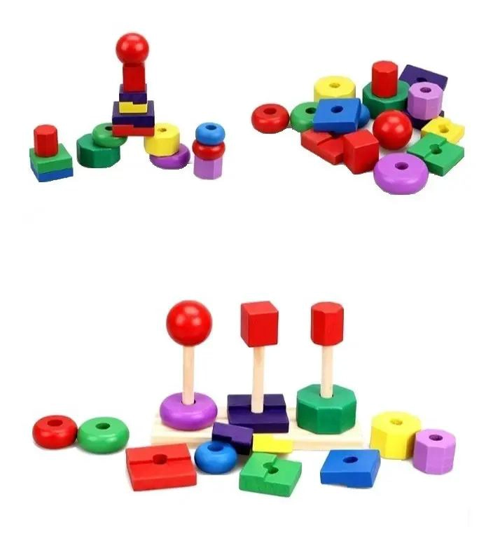 TORRE DE MADERA GEOME TRICA PARA APRENDER FORMAS Y COLORES - 5