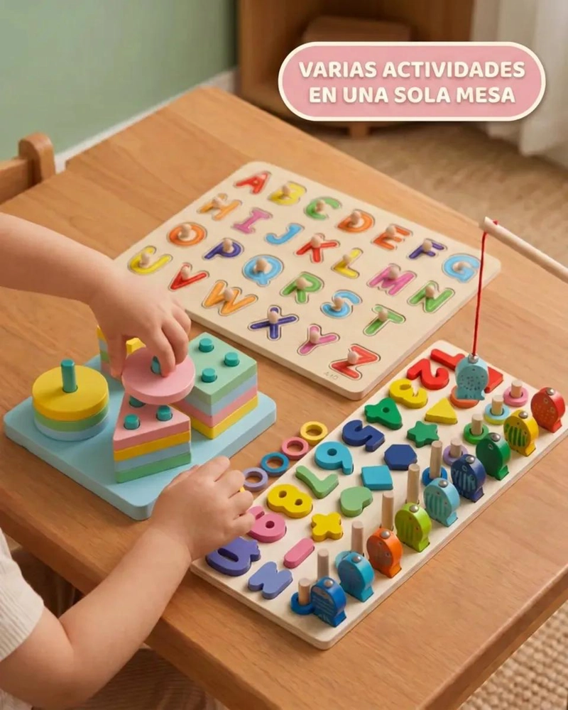 SET EDUCATIVO DE MADERA MONTESSORI CON JUGUETES DIDACTICOS - 3