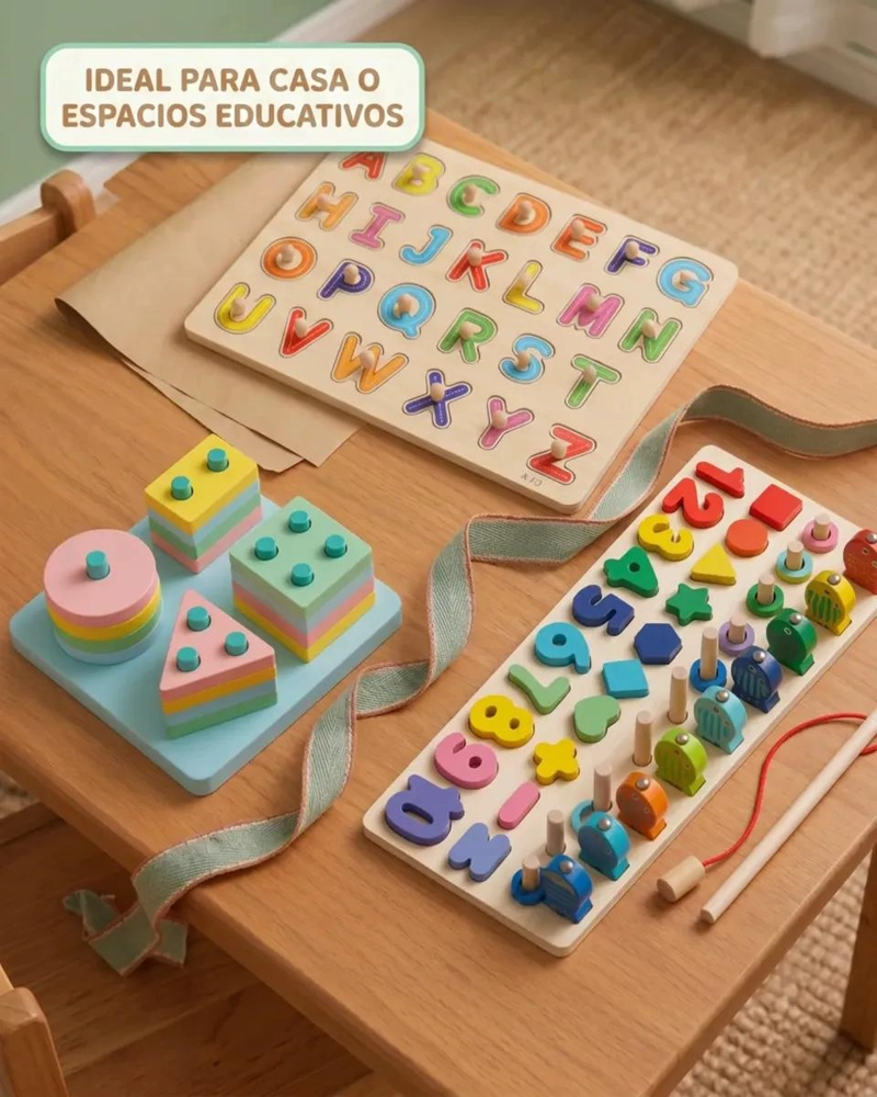 SET EDUCATIVO DE MADERA MONTESSORI CON JUGUETES DIDACTICOS - 4
