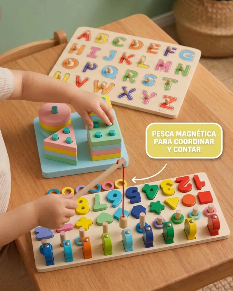 SET EDUCATIVO DE MADERA MONTESSORI CON JUGUETES DIDACTICOS - 5