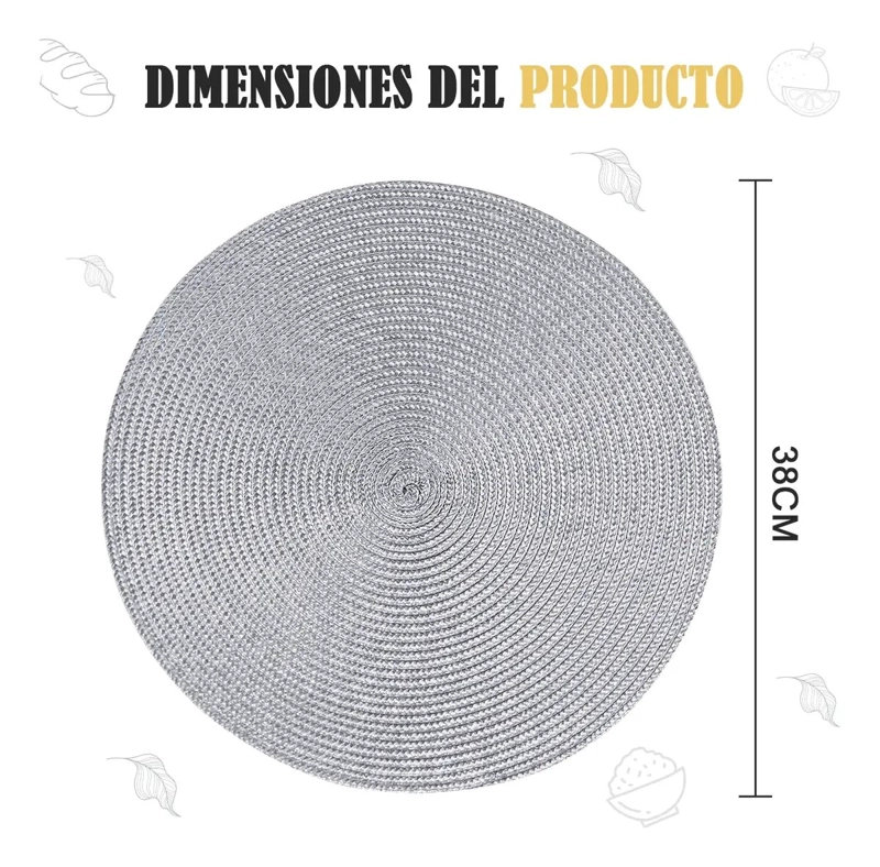 SET DE 6 INDIVIDUALES REDONDOS TRENZADOS DE 38 CM - 2
