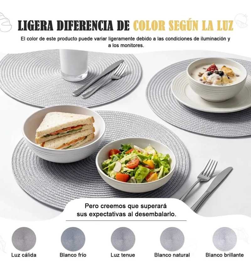 SET DE 6 INDIVIDUALES REDONDOS TRENZADOS DE 38 CM - 5
