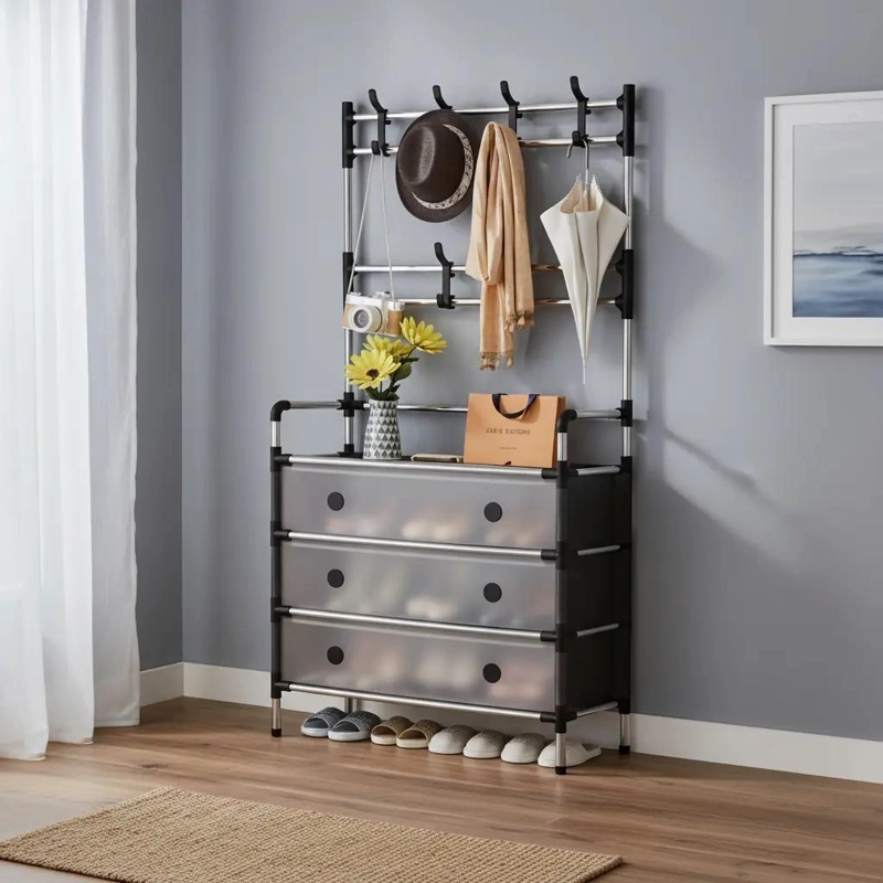 PERCHERO ORGANIZADOR COLGADOR DE 3 NIVELES PARA ROPA Y ZAPATOS - 4