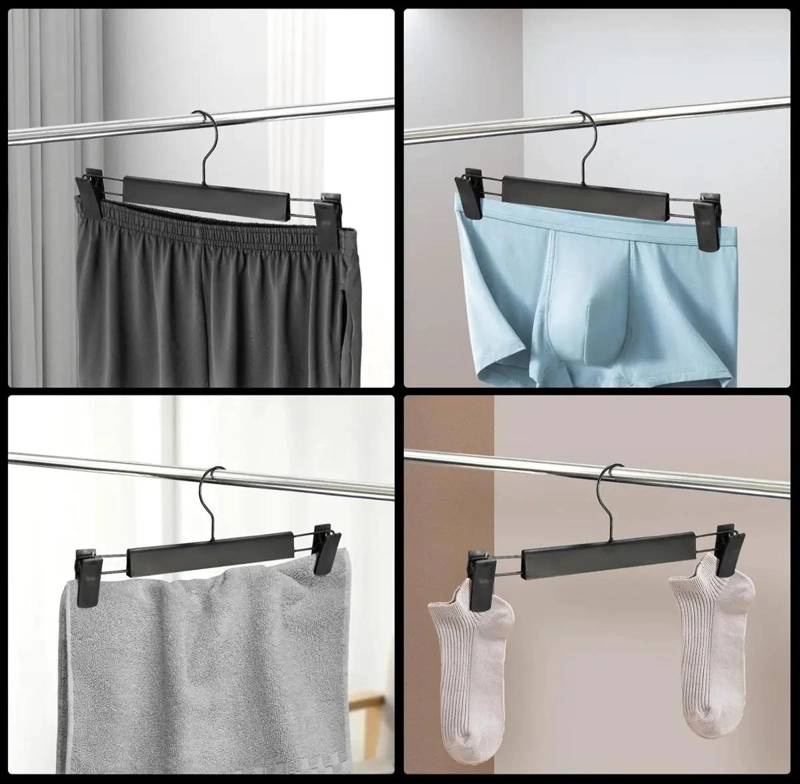 JUEGO DE 20 PERCHAS DE PLASTICO NEGRO PARA PANTALONES - 10