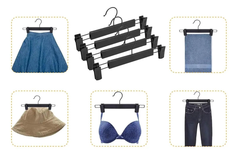 JUEGO DE 20 PERCHAS DE PLASTICO NEGRO PARA PANTALONES - 6