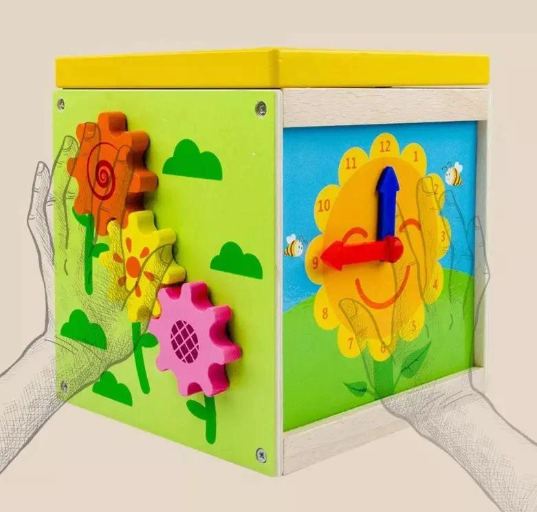 CUBO DIDACTICO INTERACTIVO DE MADERA PARA BEBE S EN COLOR VERDE - 2