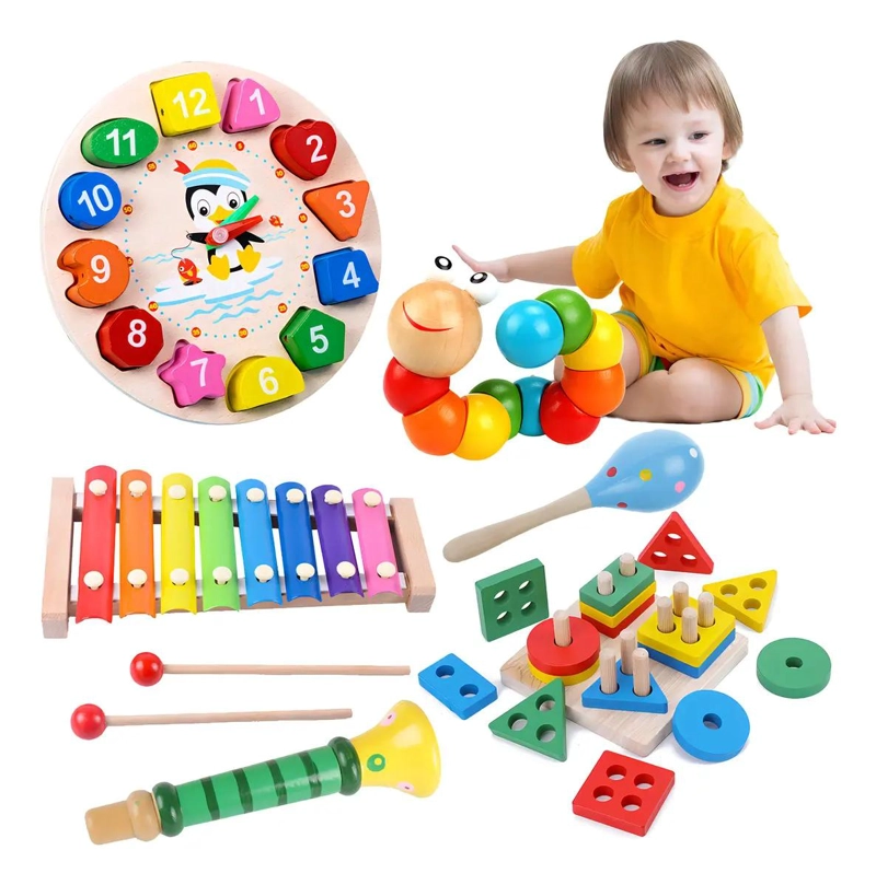 PACK DE JUGUETES DIDACTICOS DE MADERA PARA APRENDIZAJE INFANTIL - 1