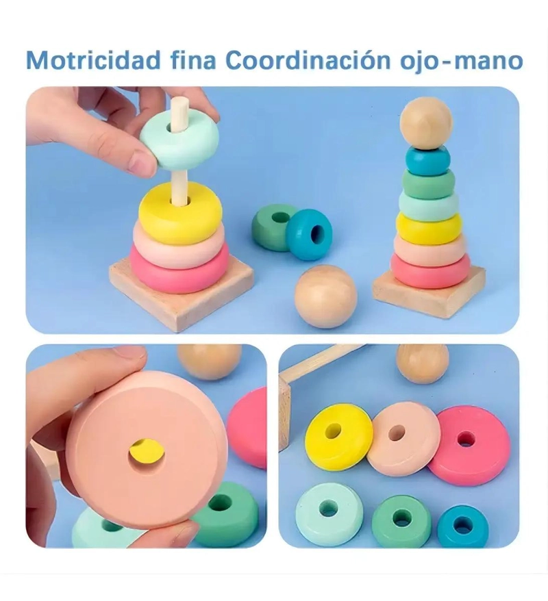 PACK DE JUGUETES DIDACTICOS DE MADERA PARA APRENDIZAJE INFANTIL - 10