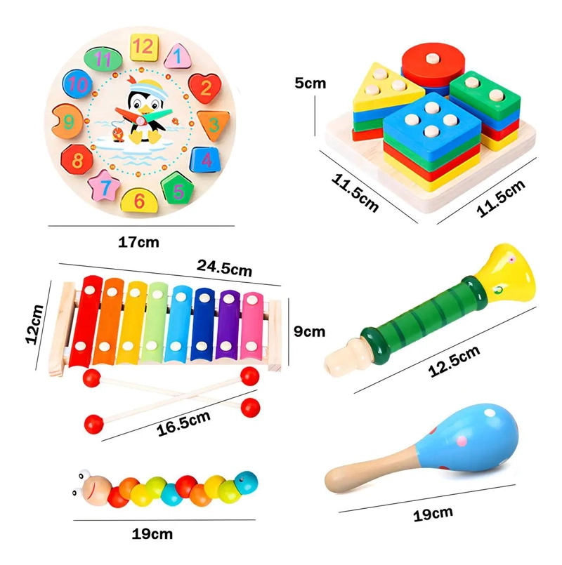 PACK DE JUGUETES DIDACTICOS DE MADERA PARA APRENDIZAJE INFANTIL - 2