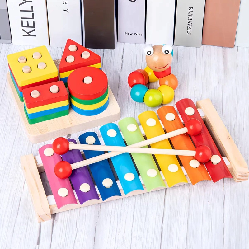 PACK DE JUGUETES DIDACTICOS DE MADERA PARA APRENDIZAJE INFANTIL - 6