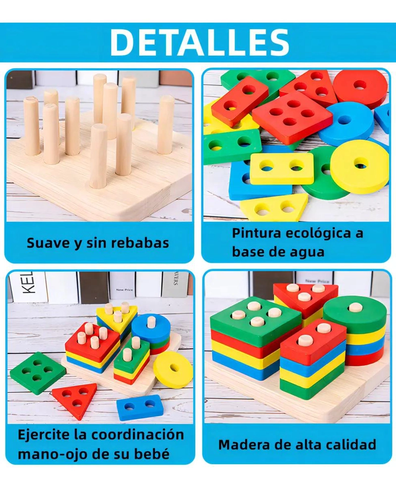 PACK DE JUGUETES DIDACTICOS DE MADERA PARA APRENDIZAJE INFANTIL - 7