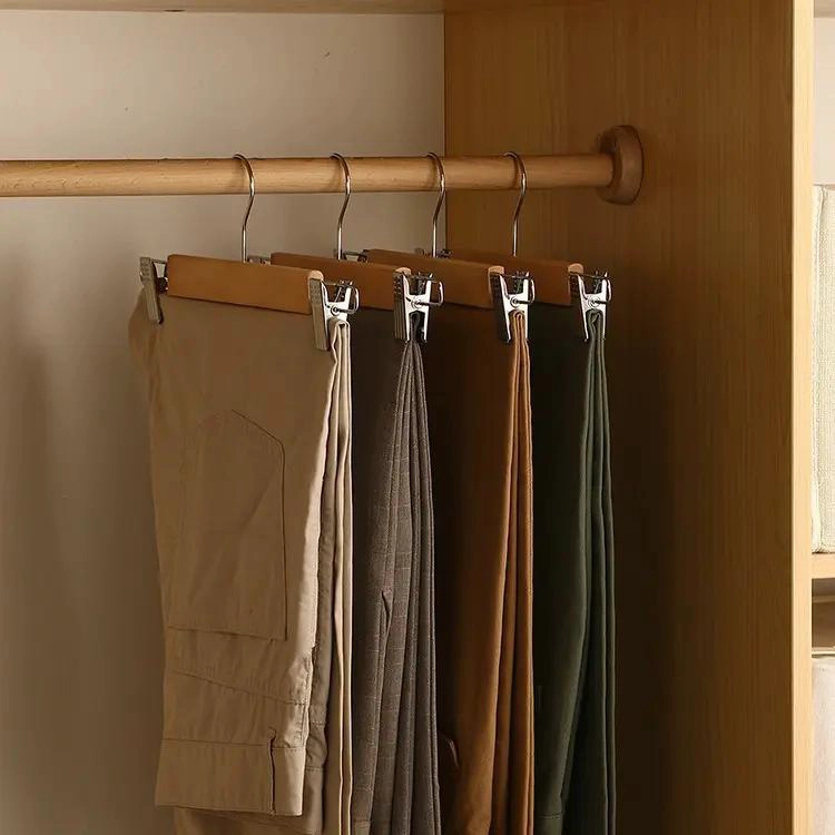 PERCHERO DE MADERA NATURAL PARA PANTALONES Y FALDAS 5 PIEZAS - 2