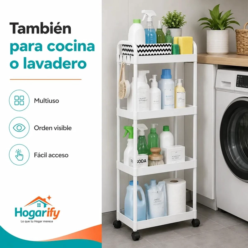 CARRITO ORGANIZADOR MULTIFUNCIONAL DE 4 NIVELES CON RUEDAS - 4