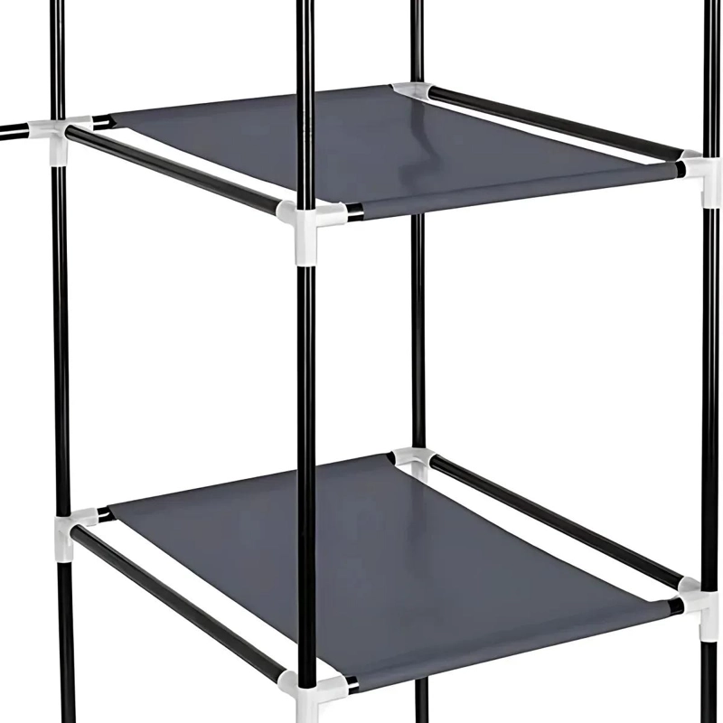 CLOSET ARMABLE DE TELA CON 8 ESTANTES Y 2 BARRALES - 4