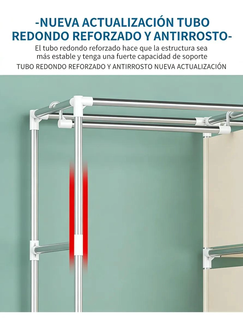 CLOSET ARMABLE DE TELA CON 8 ESTANTES Y 2 BARRALES - 8