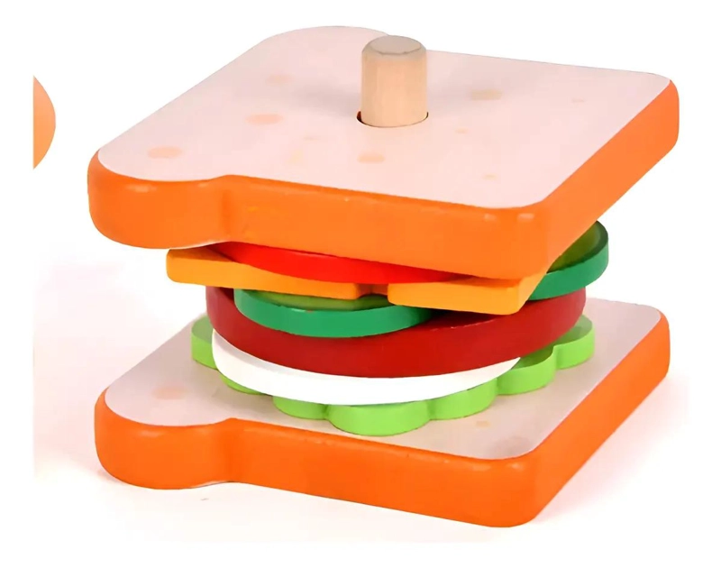 JUGUETE APILABLE DE MADERA PARA CREAR SANDWICHES - 1