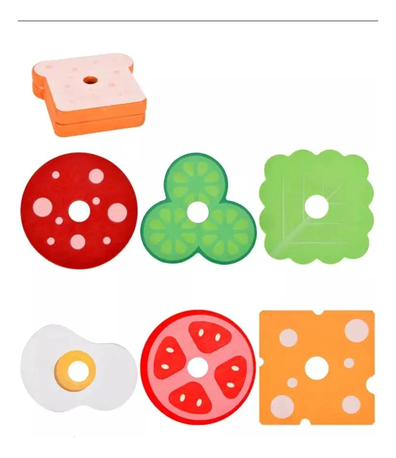 JUGUETE APILABLE DE MADERA PARA CREAR SANDWICHES - 3