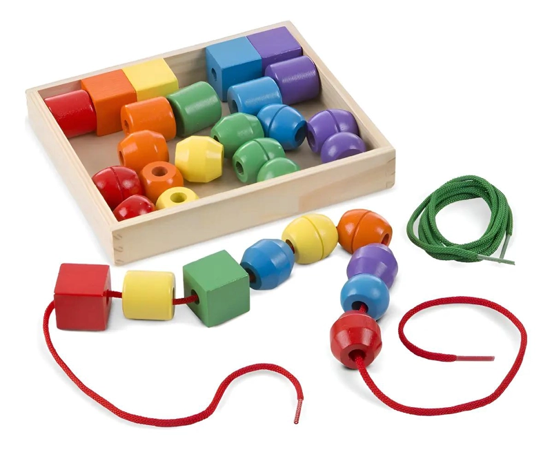 JUEGO DE ENHEBRAR CUENTAS DE MADERA PARA NIÑOS - 1
