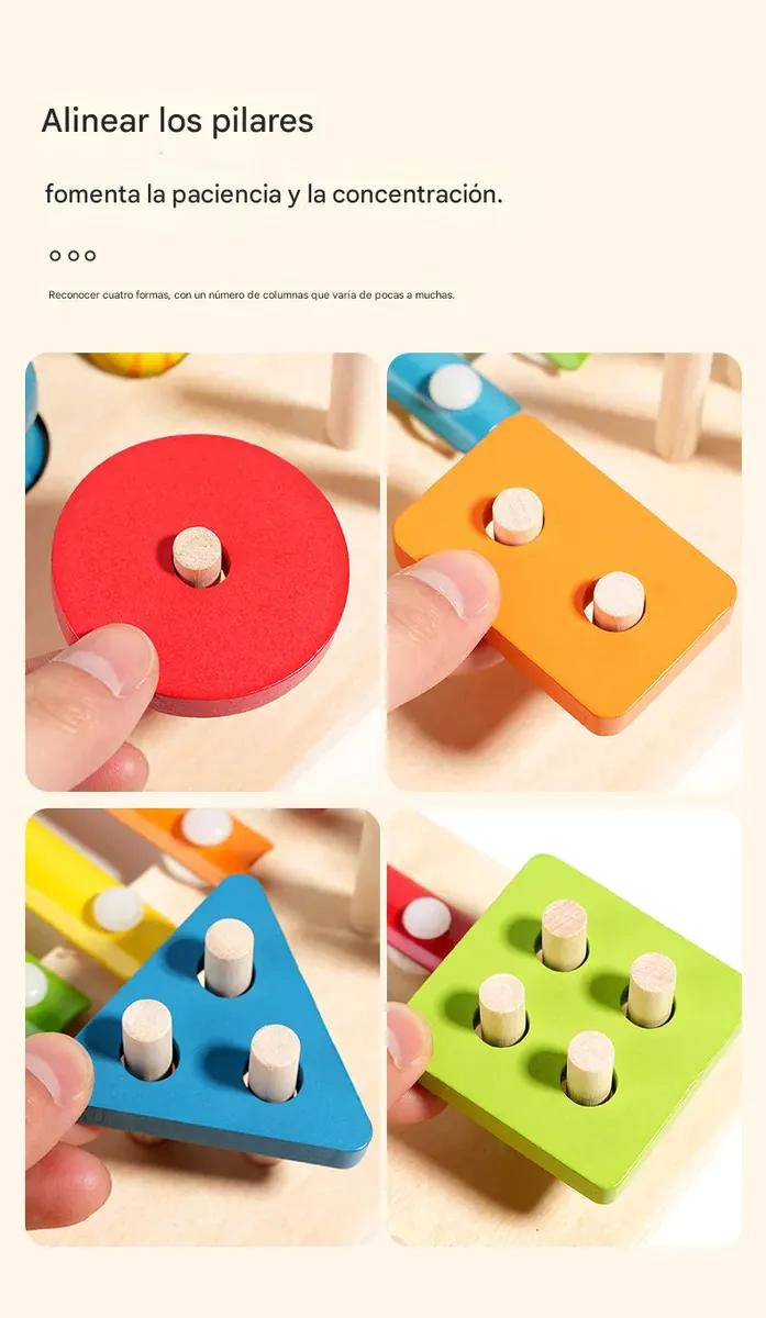JUEGO EDUCATIVO MONTESSORI 7 EN 1 DE MADERA PARA NIÑOS - 10